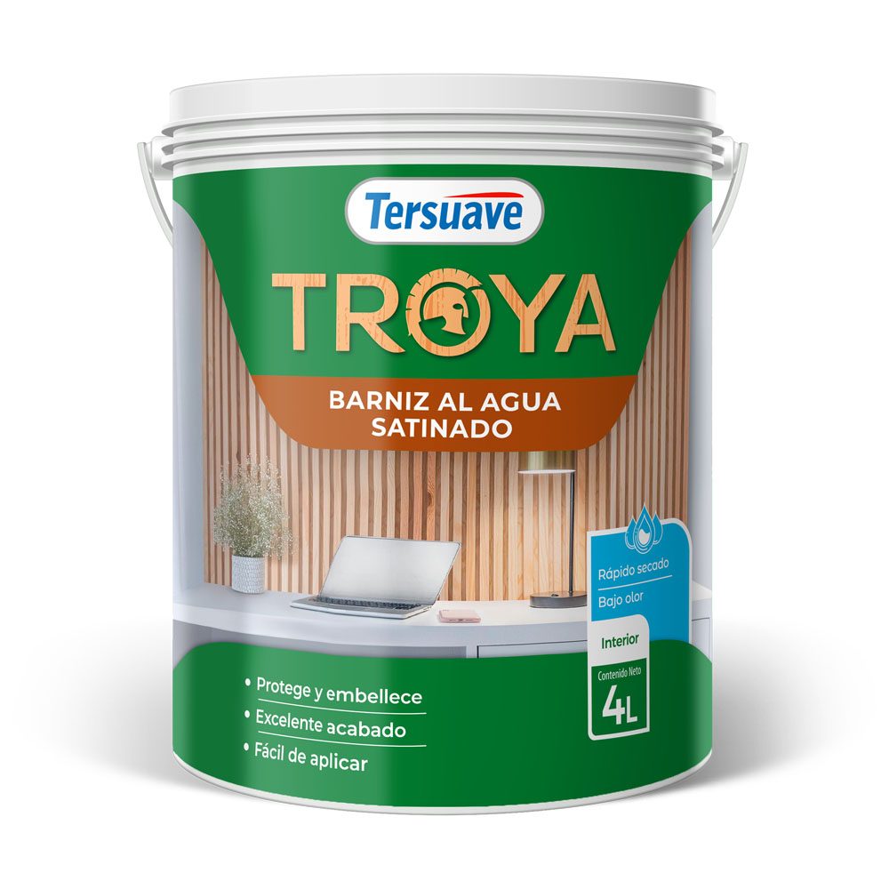 Troya Barniz Secado Rapido Base Acuosa Satinado x 1 lts