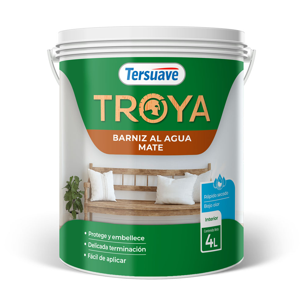 Troya Barniz Secado Rapido Base Acuosa Mate x 1 lts