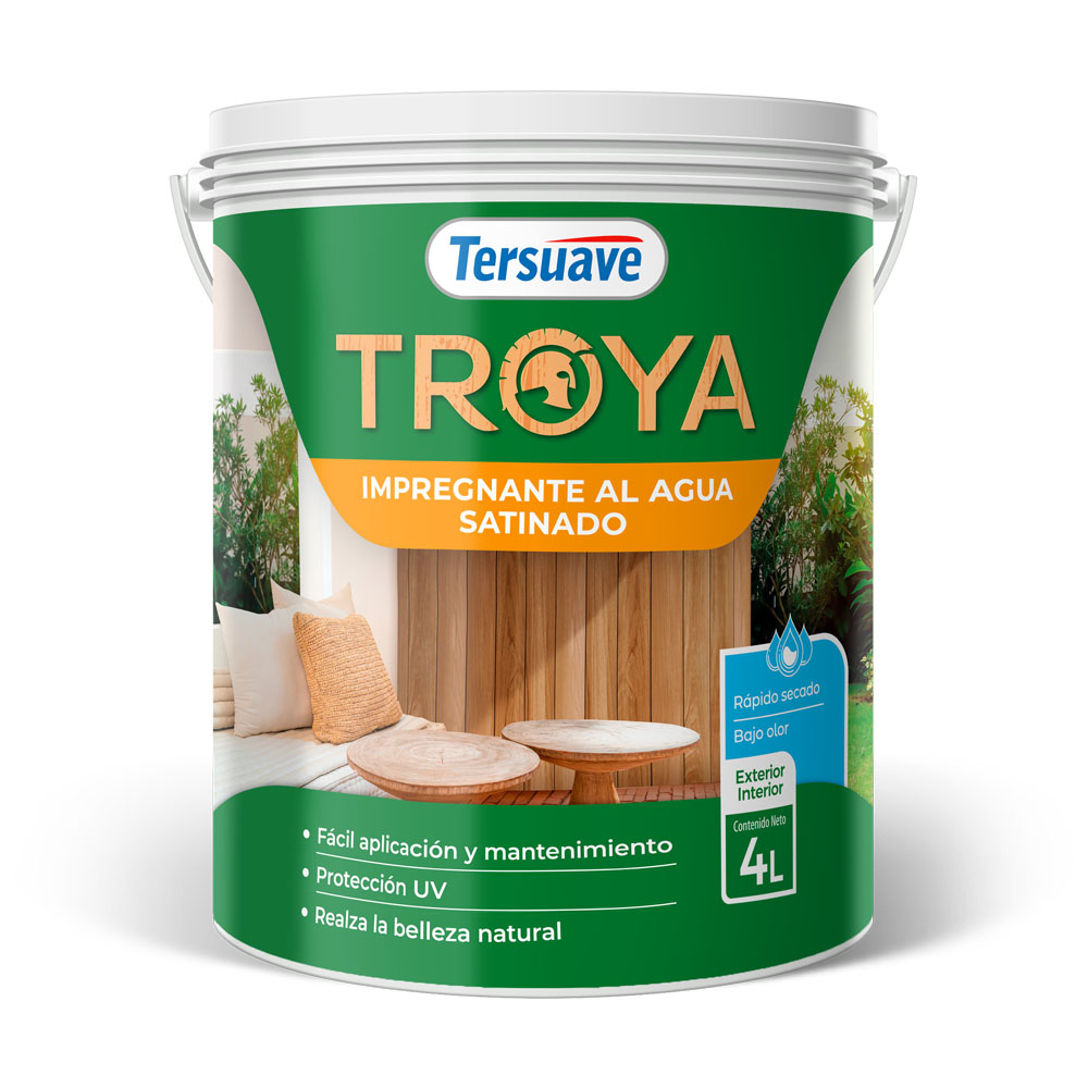 Troya Impregnante Base Acuosa Satinado Caoba x 4 lts